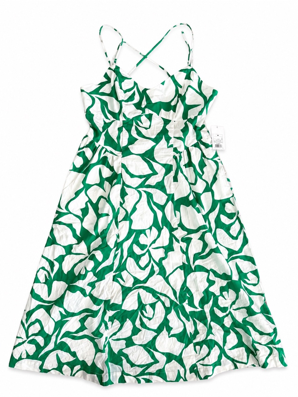 A New Day Green & White Abstract Print Midi Dress NWT Size